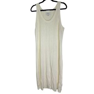 Banana Republic Cream Knit Sweater Dress Size L Sleeveless Tank Dress Midi